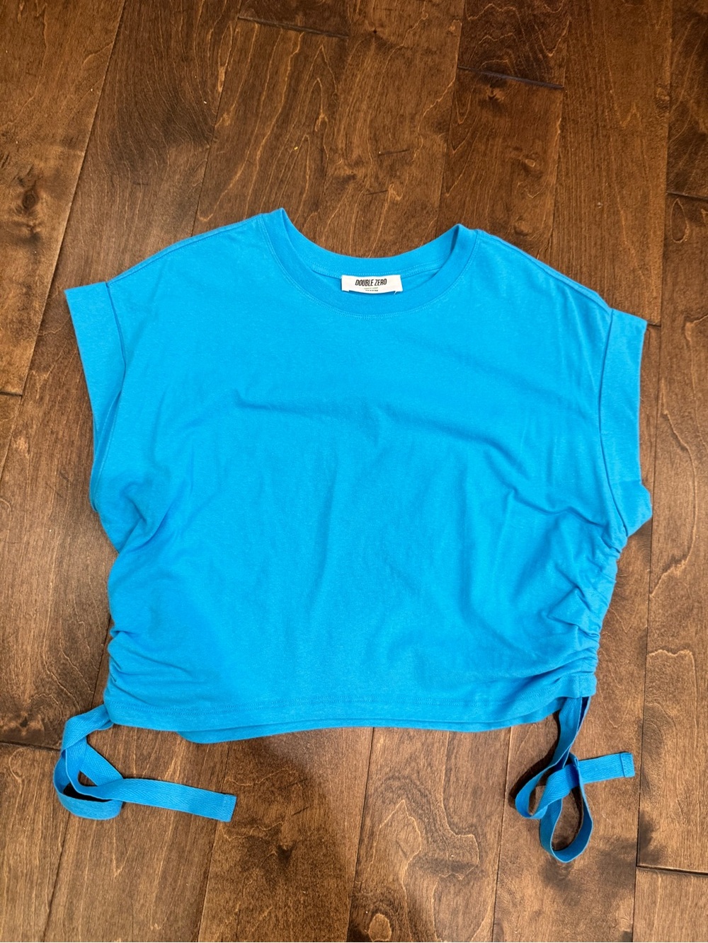 Double Zero Bright Blue Side-Tie Crop Top